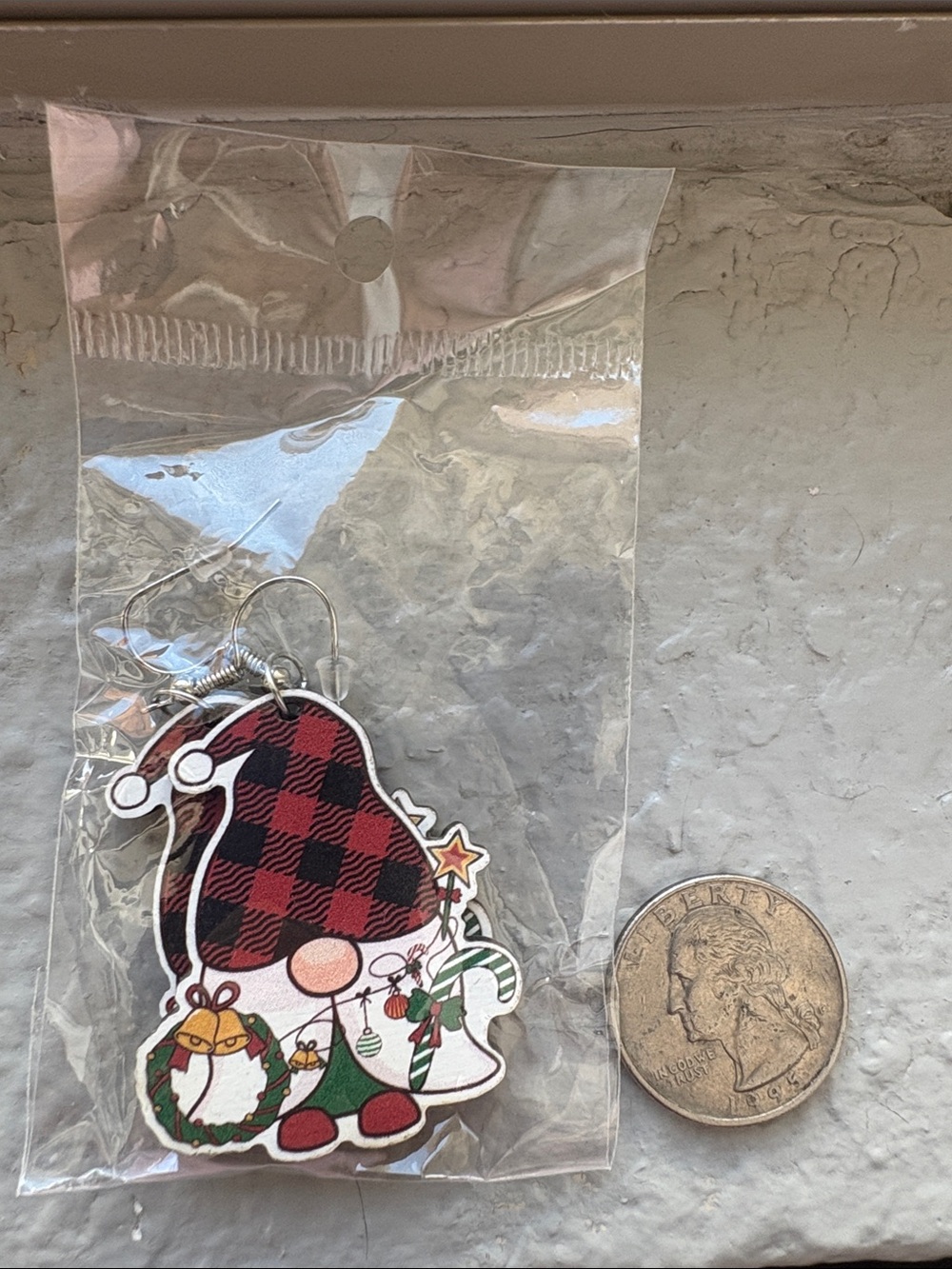 Christmas Gnome Plaid Earrings - Red/Black Holiday Accessories